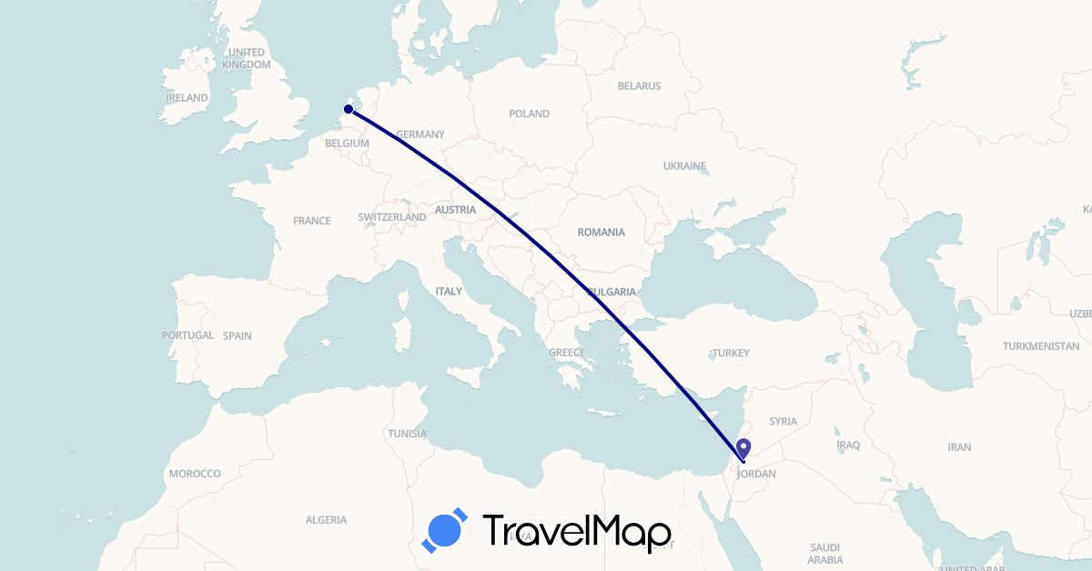 TravelMap itinerary: driving in Jordan, Netherlands (Asia, Europe)